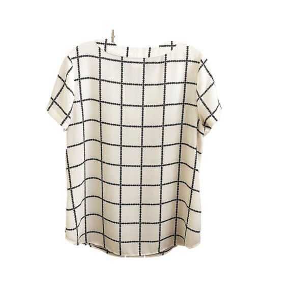Van Heusen Women's Short Sleeve Plaid Blouse, Ivory, Medium - Picture 2 of 9